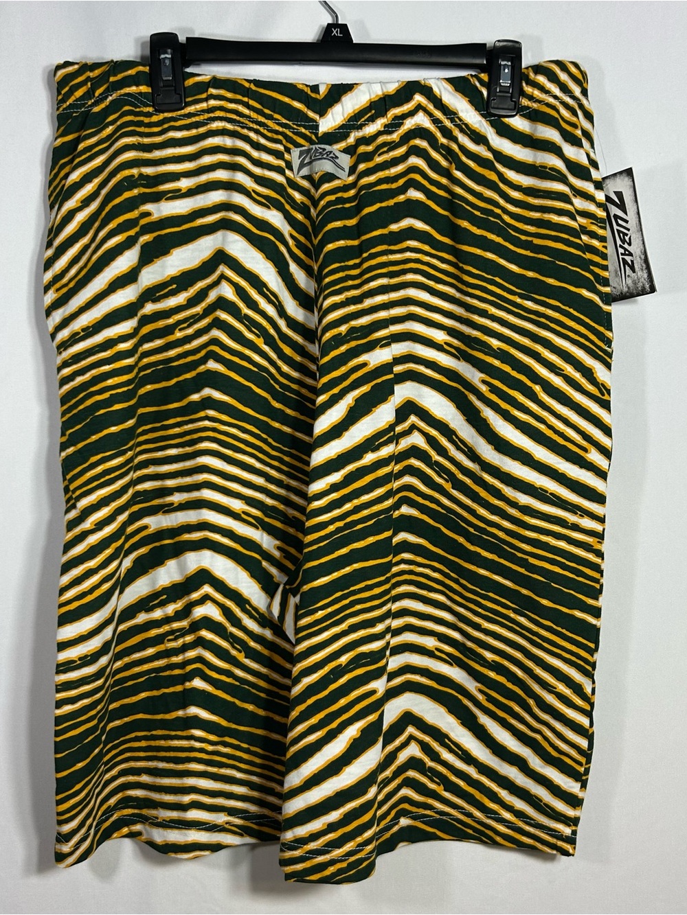Zubaz NWT Tiger Stripe Athletic Shorts in Green, Gold & White Packers 2XL